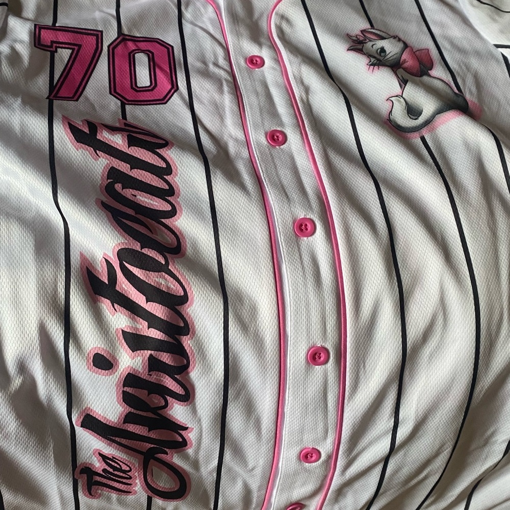 White and Pink Aristocats Baseball Jersey